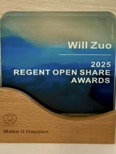 2025 Regent Open Share Awards 奖牌 · Will Zuo